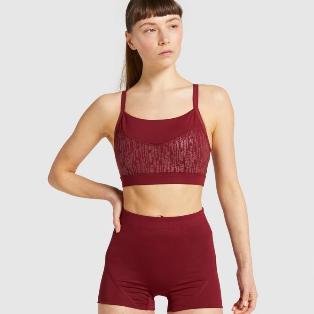 GYMSHARK Small S Sports Bra Combat Claret Burgundy Maroon Workout Christmas gift